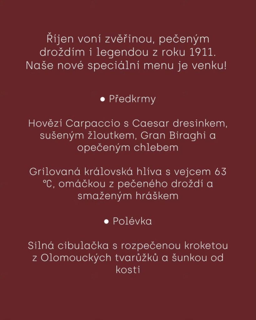 Podzim v Praze chutná výjimečně: Restaurace TADY CHUTNÁ lákají na zvěřinu, gastronomické speciality i recept z roku 1911