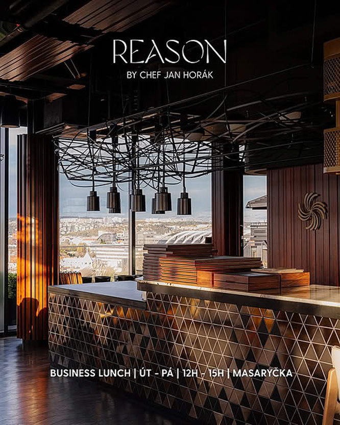 Interiér restaurace REASON a nabídka business lunch v Masaryčce